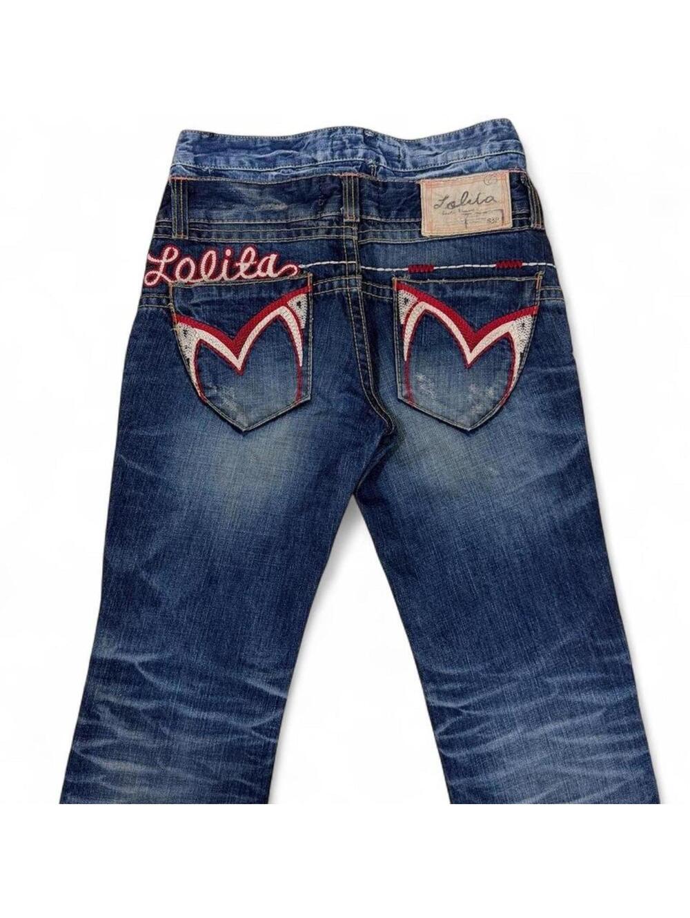 VINTAGE LOLITA DOUBLE WAIST REWORKED FLARED BOOTCUT DENIM - Picture 3 of 8